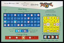 Display showing where all Tri-Wheel® players in bar are betting on next simulated spin