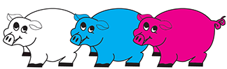 Three pigs used on Pig Wheel game